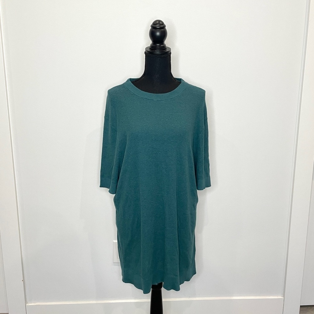 Open Edit Turquoise Short Sleeve Knit Top
